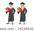 Smiling girl and boy are graduates 74230636