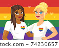 Two beautiful girls on LGBT flag 74230657