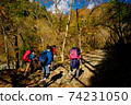 Hikers on the autumnal trail 74231050