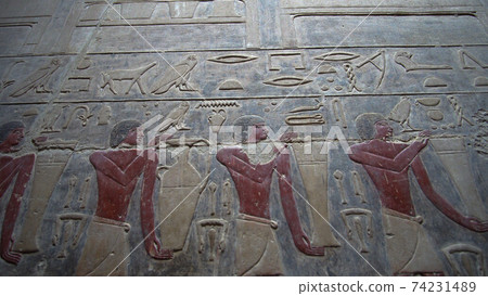 Egypt color paint hieroglyphic abundance of Niles river people with food and farming Egypt color paint hieroglyphic abundance of Niles river people with food and farming 74231489