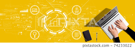Business growth analysis with person working with laptop Business growth analysis with person working with laptop 74233022