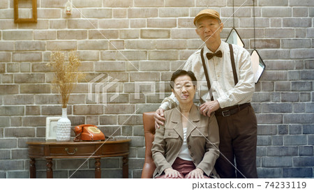 Financial comfortable Asian senior elder couple happy in luxury house Financial comfortable Asian senior elder couple happy in luxury house 74233119