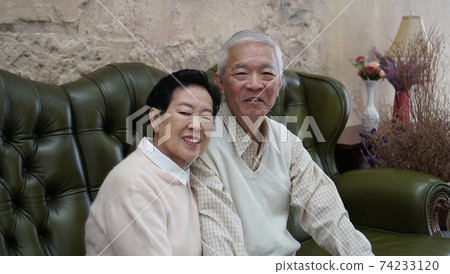 Financial comfortable Asian senior elder couple happy in luxury house Financial comfortable Asian senior elder couple happy in luxury house 74233120