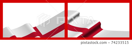 Background, template for festive design. English flag waving in the wind. Realistic vector on red background 74233515