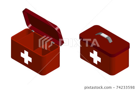 red first aid kit for emergency resuscitation in open and closed form. Set of lifeguard and medical worker to treat a patient. Isolated 3D vector on white background red first aid kit for emergency resuscitation in open and closed form. Set of lifeguard and medical worker to treat a patient. Isolated 3D vector on white background 74233598