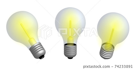 realistic incandescent lamp, multi colored 3D illustration on a transparent background, isolated 74233891