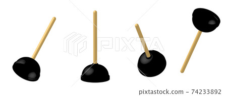 home plunger for cleaning blockages. Maintaining order in the house. 3d vector on white background 74233892