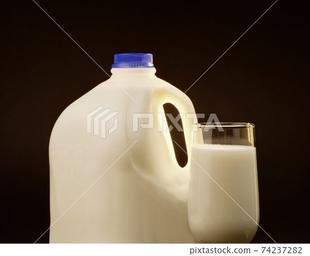 Blank milk box and glass 74237282
