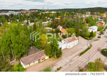 Aerial panoramic view of city Inkeroinen in Finland. 74238375