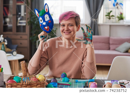 Woman sitting at art classes Woman sitting at art classes 74238752