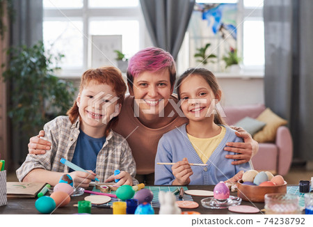 Happy family celebrating Easter 74238792