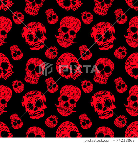 Seamless pattern with mexican sugar skulls.... - Stock Illustration ...