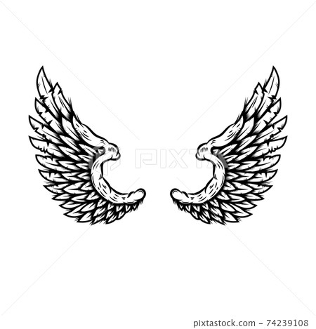 Eagle wings in tattoo style isolated on white... - Stock Illustration ...