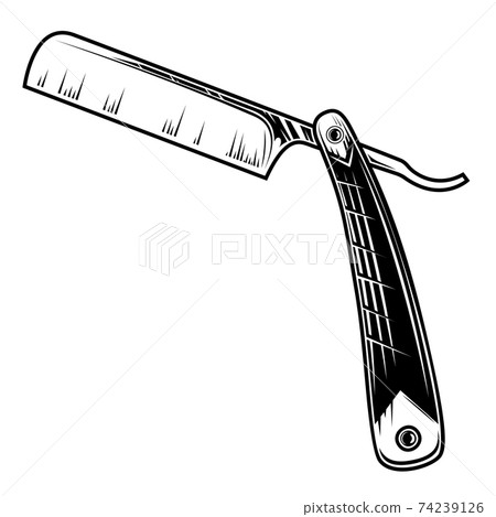 Illustration of barber razor isolated on white background. Design element for poster, card, banner, flyer, menu, emblem, sign. Vector illustration 74239126