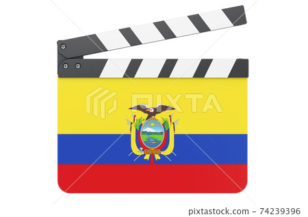 Movie clapperboard with Ecuadorian flag, film industry concept. 3D rendering Movie clapperboard with Ecuadorian flag, film industry concept. 3D rendering 74239396