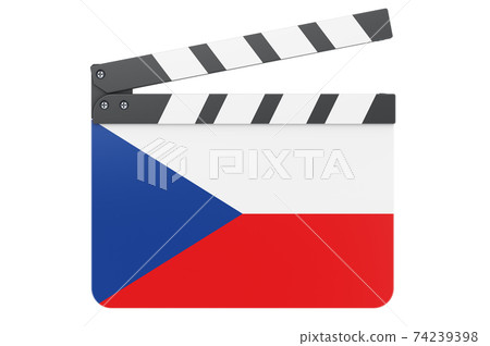 Movie clapperboard with Czech flag, film industry concept. 3D rendering 74239398