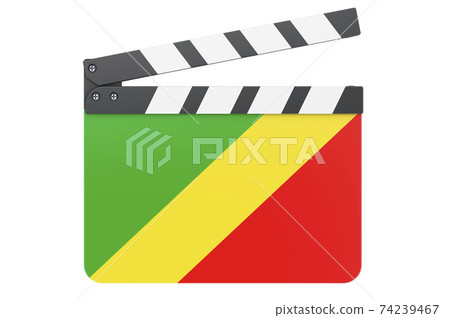 Movie clapperboard with Congo flag, film industry concept. 3D rendering Movie clapperboard with Congo flag, film industry concept. 3D rendering 74239467
