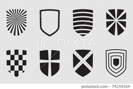 Shield vector symbol icon. Emblem security design. Gtaphic element insignia logo. Protection safe sign. 74239584