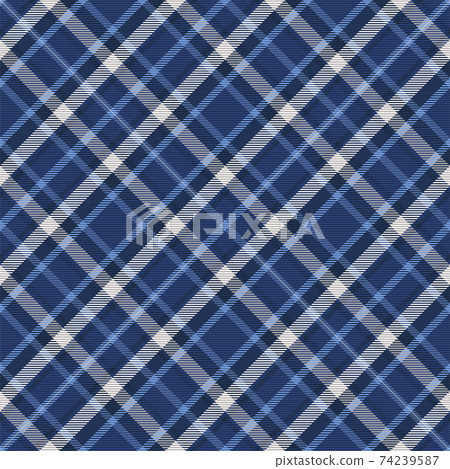 Tartan plaid pattern in blue. Print fabric texture seamless. Check vector background. 74239587