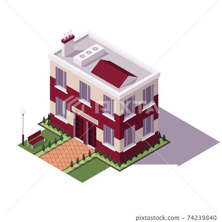 Isometric educational building. Architecture of modern city historic educational icon. Public library, university school or government. Vector isometric icon or infographic element. High detalied Isometric educational building. Architecture of modern city historic educational icon. Public library, university school or government. Vector isometric icon or infographic element. High detalied 74239840