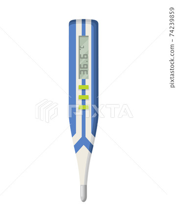 Thermometer icon. Measuring body temperature in vector. Electronic thermometer main prevention coronavirus. Design template of digital thermometer showing temperature 74239859