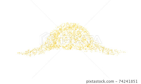 Horizontal decor wave sprinkled with crumbs golden texture. Background Gold dust on white background Horizontal decor wave sprinkled with crumbs golden texture. Background Gold dust on white background 74241851