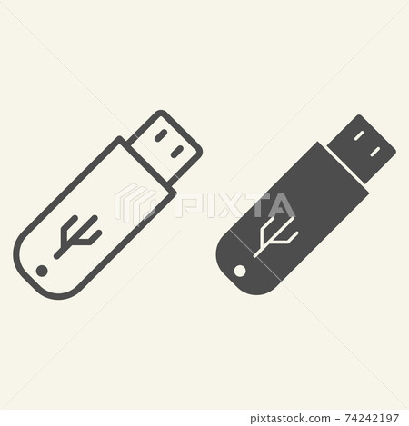 Flash drive line and glyph icon. Usb vector illustration isolated on white. Storage outline style design, designed for web and app. Eps 10. Flash drive line and glyph icon. Usb vector illustration isolated on white. Storage outline style design, designed for web and app. Eps 10. 74242197