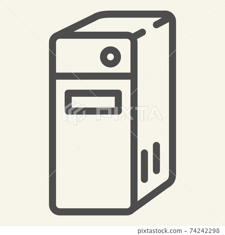 System unit of a computer line icon. Pc block vector illustration isolated on white. Server outline style design, designed for web and app. Eps 10. 74242298