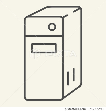System unit of a computer thin line icon. Pc block vector illustration isolated on white. Server outline style design, designed for web and app. Eps 10. 74242299