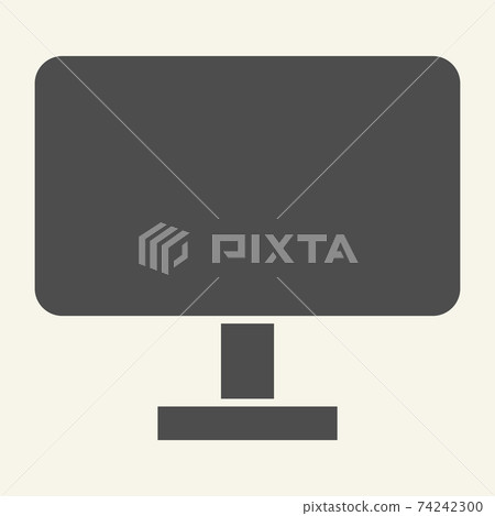 Computer monitor solid icon. Pc screen vector illustration isolated on white. Display glyph style design, designed for web and app. Eps 10. 74242300