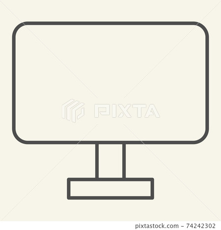 Computer monitor thin line icon. Pc screen vector illustration isolated on white. Display outline style design, designed for web and app. Eps 10. 74242302