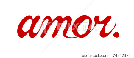 Amor, love in Spanish, lettering, text template... - Stock Illustration ...