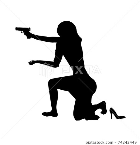 Abstract silhouette firing girl, female isolated silhouette. 74242449