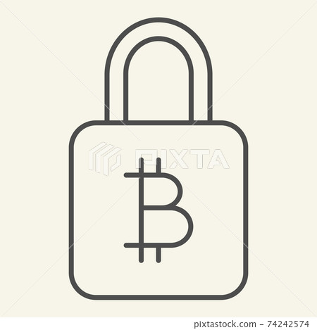 Bitcoin lock thin line icon. Bitcoin security vector illustration isolated on white. Cryptocurrency protection outline style design, designed for web and app. Eps 10. Bitcoin lock thin line icon. Bitcoin security vector illustration isolated on white. Cryptocurrency protection outline style design, designed for web and app. Eps 10. 74242574