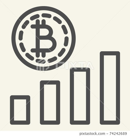 Bitcoin chart line icon. Crypto graph vector... - Stock Illustration ...