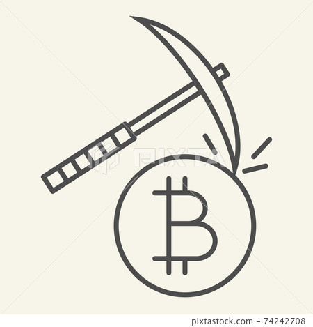 Cryptocurrency mining thin line icon. Crypto... - Stock Illustration ...