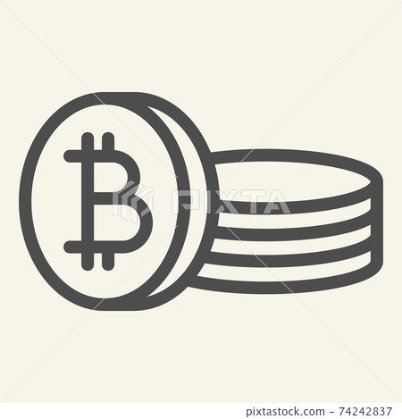 Bitcoin coin line icon. Crypto coins vector... - Stock Illustration ...