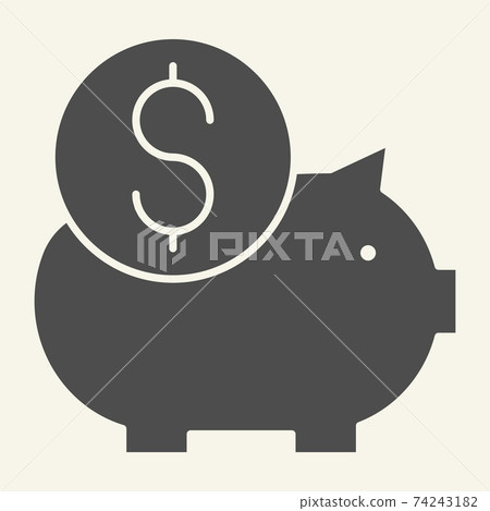 Piggy bank solid icon. Savings vector illustration isolated on white. Finance glyph style design, designed for web and app. Eps 10. 74243182