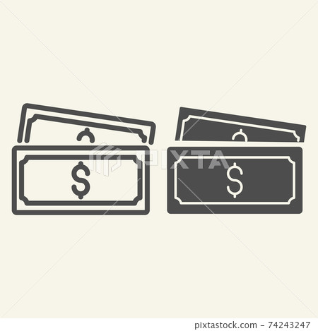 Banknotes line and glyph icon. Currency vector illustration isolated on white. Money outline style design, designed for web and app. Eps 10. 74243247