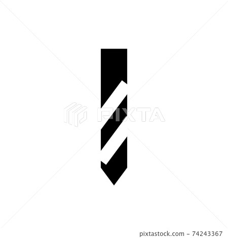 Drill bit icon, simple black isolated. Schematic sign for instructions or manual. 74243367