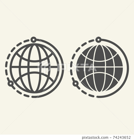 World line and glyph icon. Planet vector illustration isolated on white. Earth outline style design, designed for web and app. Eps 10. World line and glyph icon. Planet vector illustration isolated on white. Earth outline style design, designed for web and app. Eps 10. 74243652