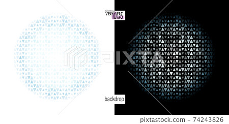 Glowing decorative round element, texture christmas trees on black background. 74243826