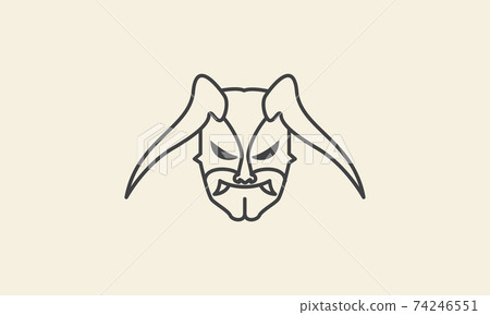 head monster japan head line logo vector icon symbol graphic design illustration 74246551