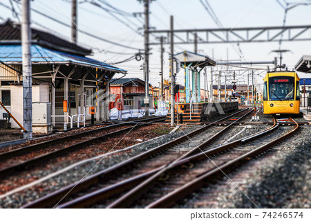 Washizuka Haribara Station and low-floor tram keyboard (diorama style) 74246574