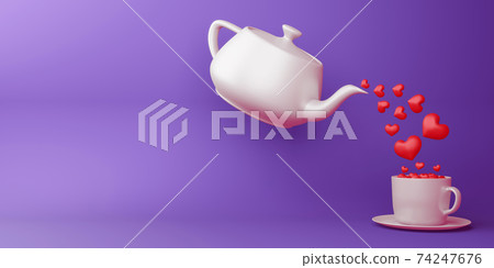 Valentine concept background, Love card, pot with heart coffee. Valentine concept background, Love card, pot with heart coffee. 74247676