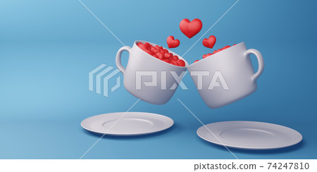 Valentine concept background, Love card, cup of love, 3d rendering. Valentine concept background, Love card, cup of love, 3d rendering. 74247810