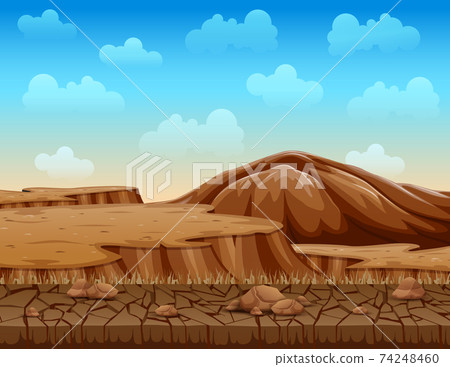 Landscape of dry cracked ground illustration 74248460