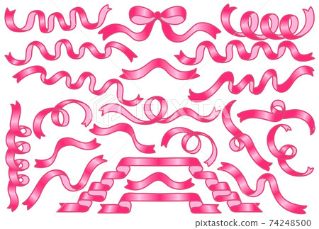 Pink ribbon illustration set Pink ribbon illustration set 74248500
