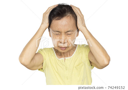 woman feel headache. 74249152