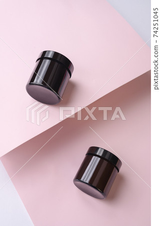Minimal beauty product still life on pink 74251045